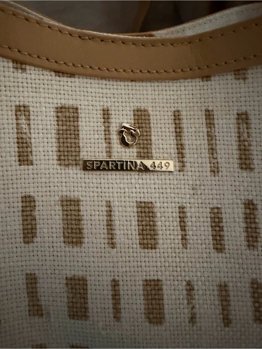 Spartina 449 Cream & Tan Patterned Woven Tote with Tassel